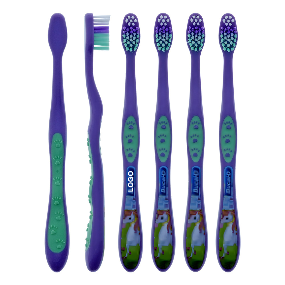 img of Anti-Slip Paw Print Handle Children Toothbrush Bulk Wholesale Custom Logo