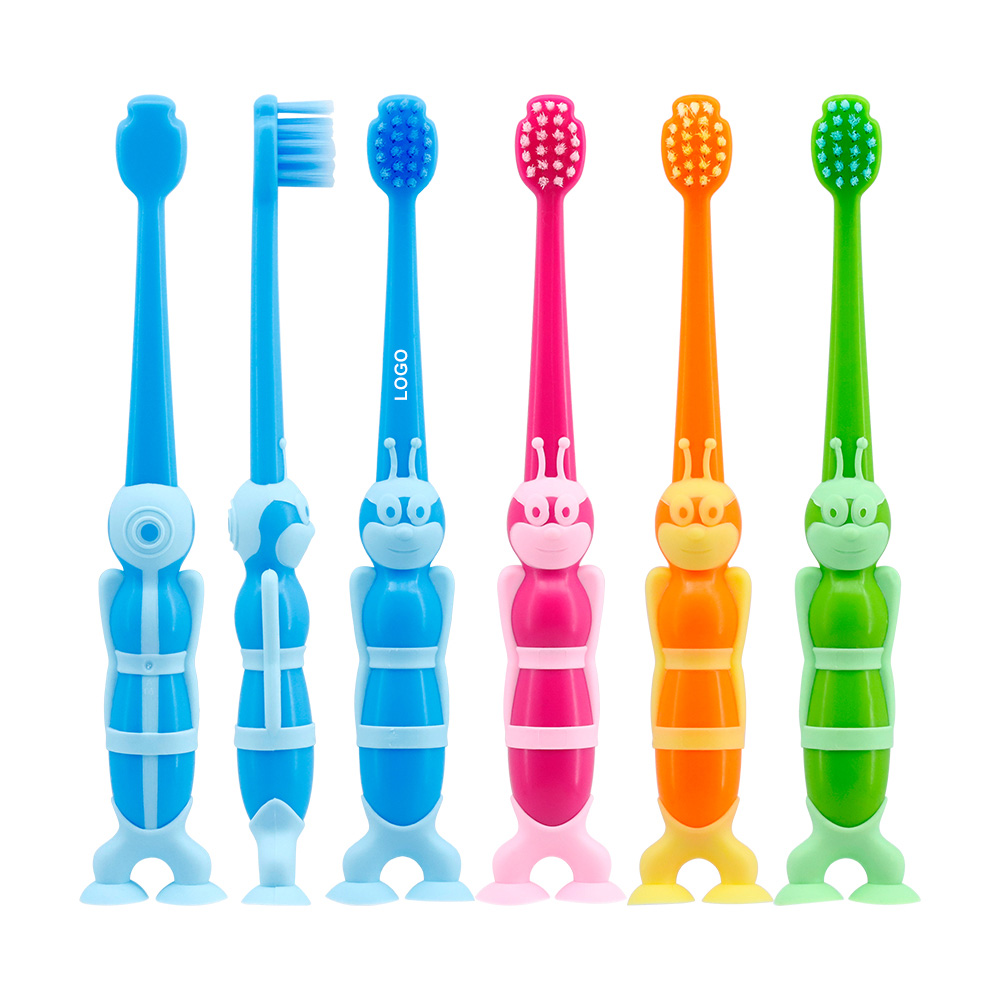 img of OEM/ODM Kids Cartoon Caterpillar Manual Toothbrush with Suction Cup Base