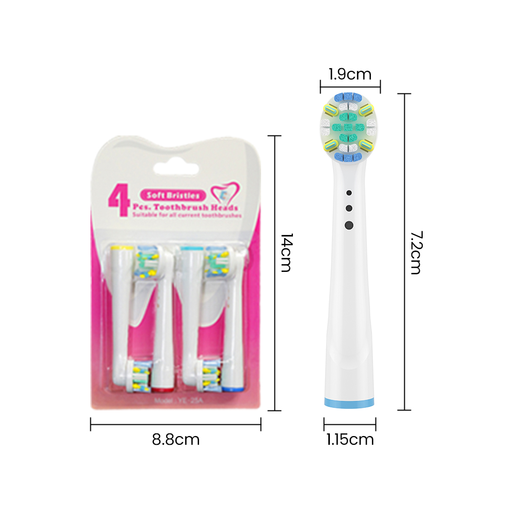 Rounded DuPont Nylon Bristle Deep Cleaning Brush Head Replaceable Vibrating Electric Toothbrush Head