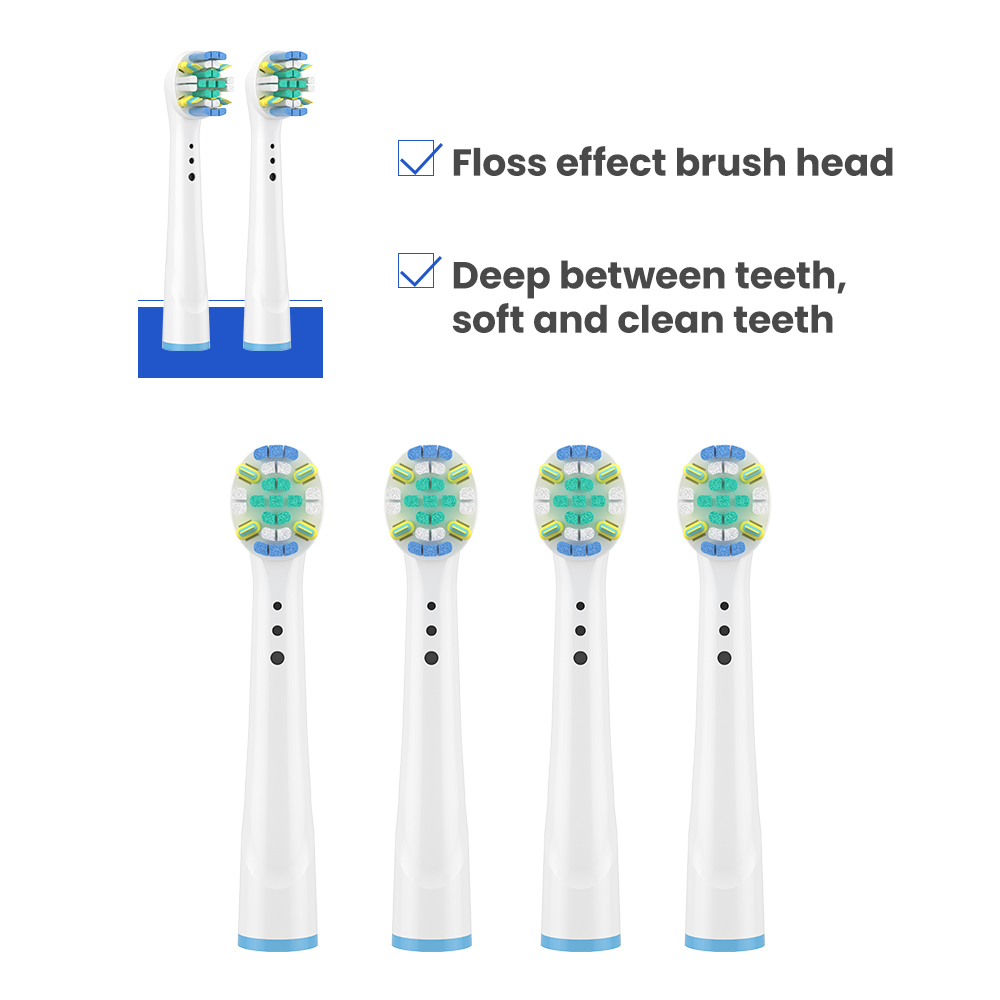 Rounded DuPont Nylon Bristle Deep Cleaning Brush Head Replaceable Vibrating Electric Toothbrush Head