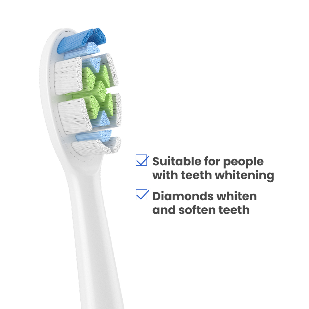 Customized Pack of 4 Soft Dupont Bristle Double Clean Whitening Replacement Brush Heads