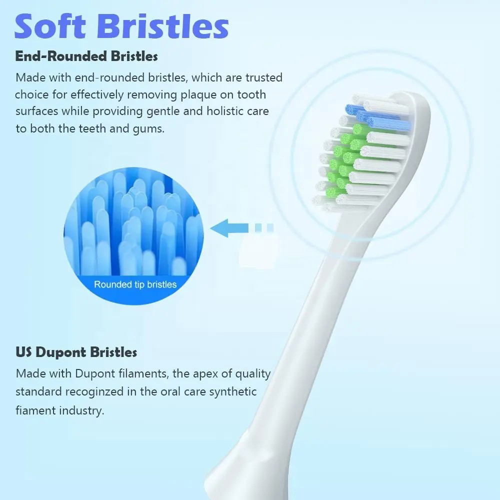 Medium Soft Bristles Protective Clean Replacement Toothbrush Heads Supplier