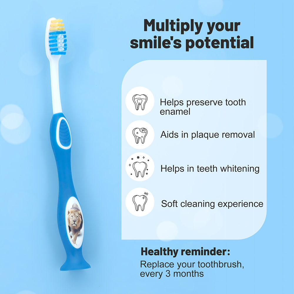OEM Custom Logo Kids Oral Care Toothbrush with Tongue Scraper & Suction Cup Base