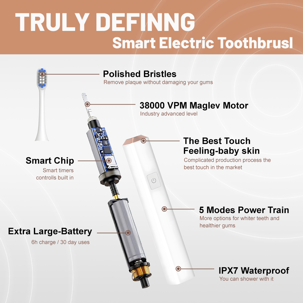 ODM Adult Rechargeable IPX7 Waterproof Sonic Electric Toothbrush Portable