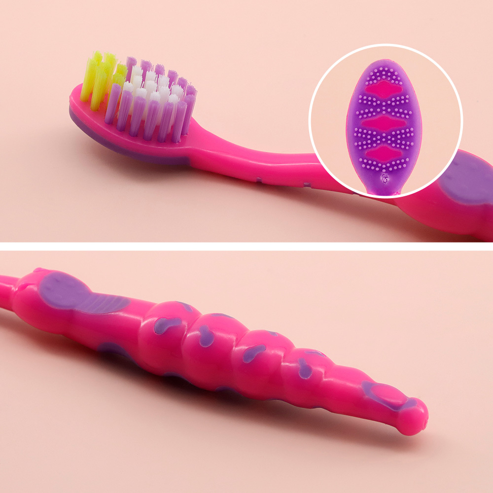 Wholesale Kids Ergonomic Toothbrush with Tongue Cleaner Dots