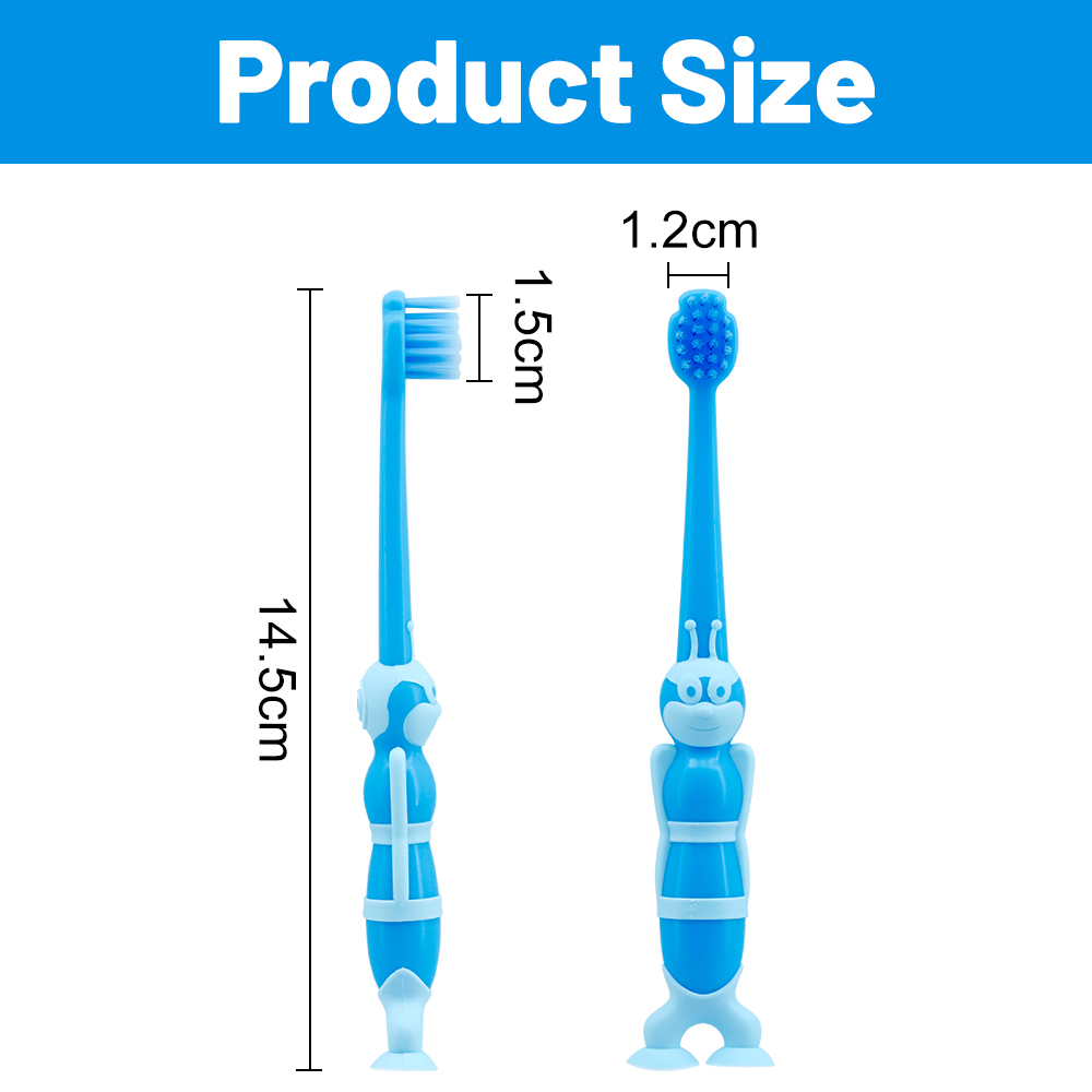 OEM/ODM Kids Cartoon Caterpillar Manual Toothbrush with Suction Cup Base