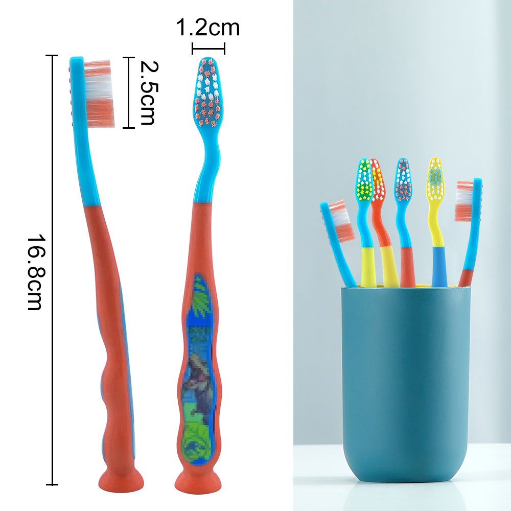 Bulk Customize Kids Toothbrush with Tongue Scraper & Suction Cup Base