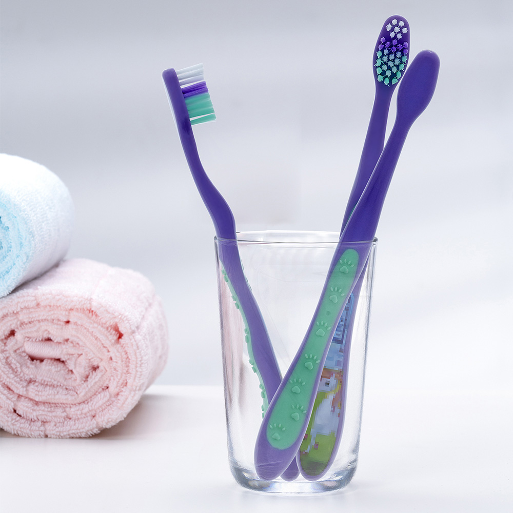 Anti-Slip Paw Print Handle Children Toothbrush Bulk Wholesale Custom Logo