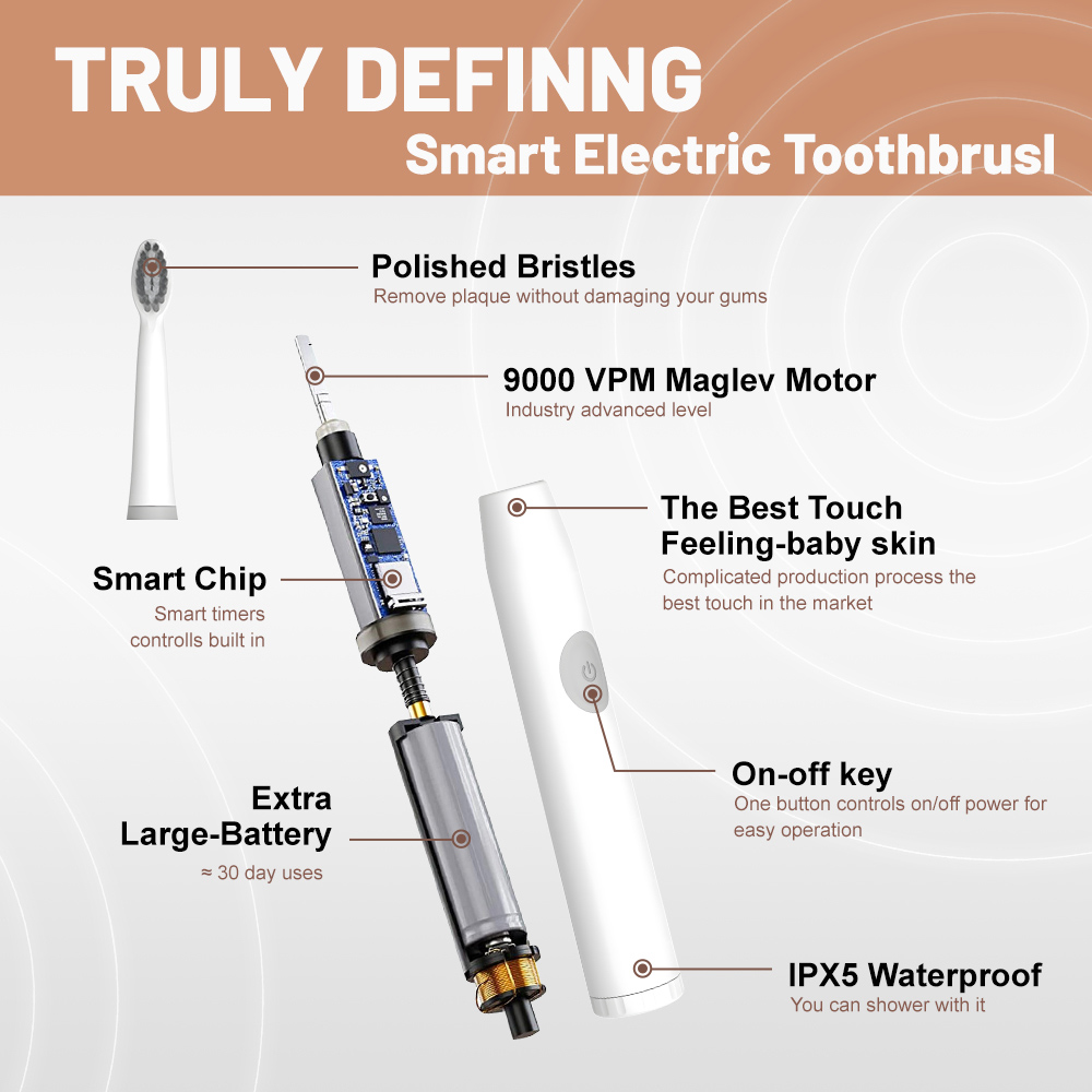 Private Label Battery Portable Waterproof Electric Toothbrush for Adults