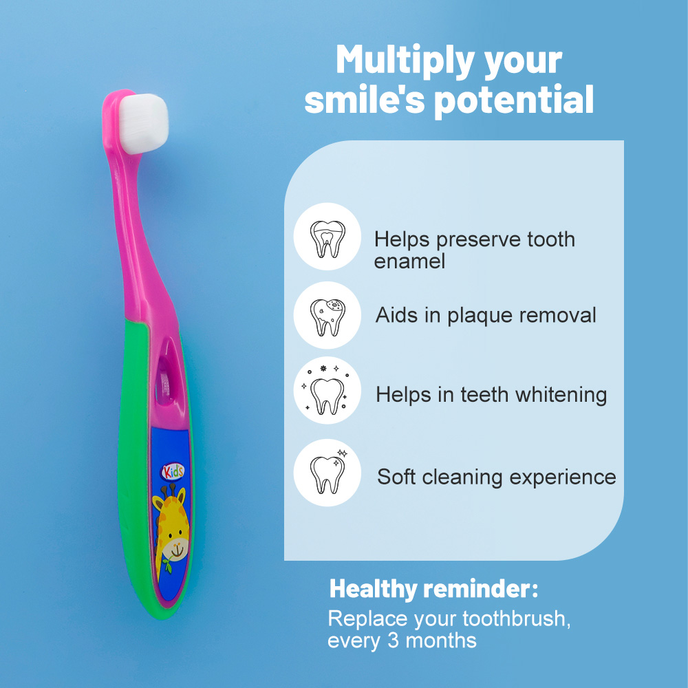 Wholesale Kids Ultra Soft Micro Nano Bristle Toothbrush with Tongue Cleaner