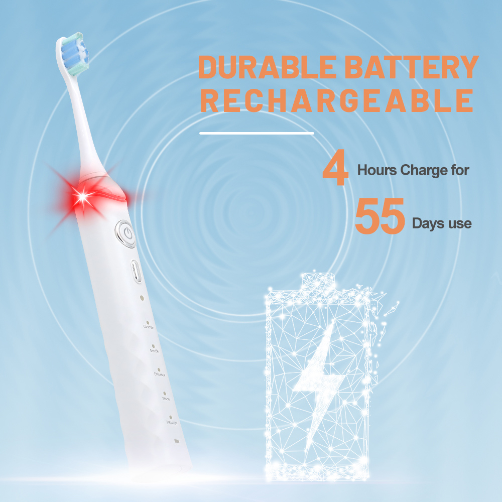 Customized Adult Rechargeable Ultrasonic Electric Toothbrush with Pressure Sensor