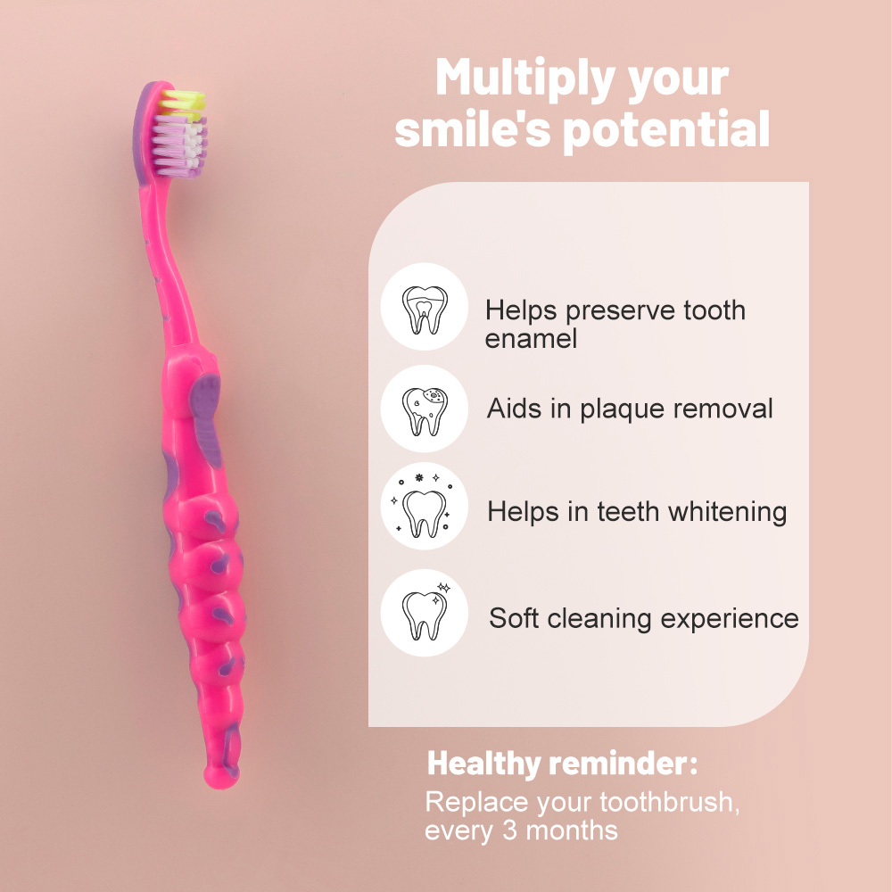 Wholesale Kids Ergonomic Toothbrush with Tongue Cleaner Dots