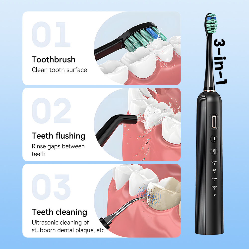 OEM 3-in-1 Multifunctional Sonic Electric Toothbrush with Water Flosser