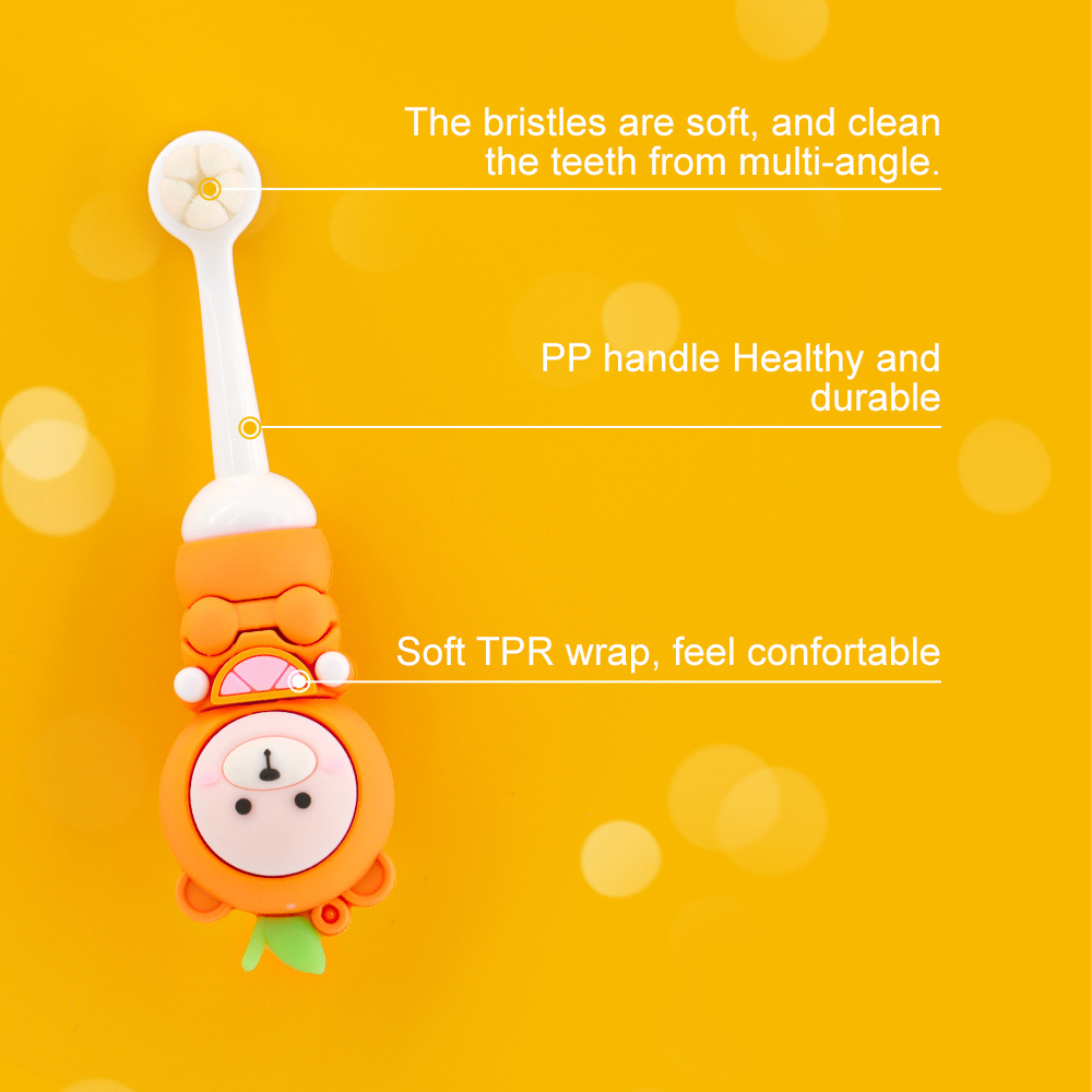Wholesale 360 3D Design Cute Cartoon Shape Extra Soft Nano Bristle Kids Toothbrush