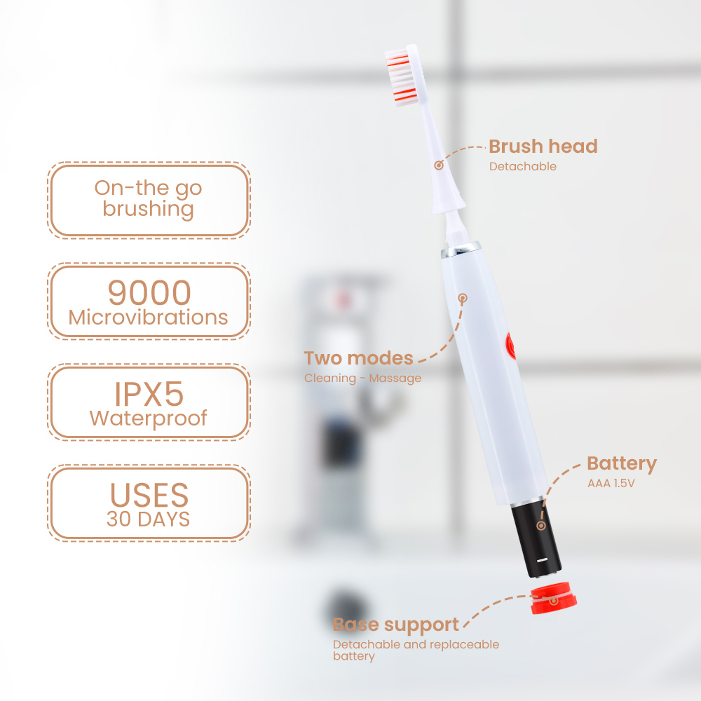 Battery Operated Hot Selling Portable Cordless Soft Bristle Electric Toothbrush