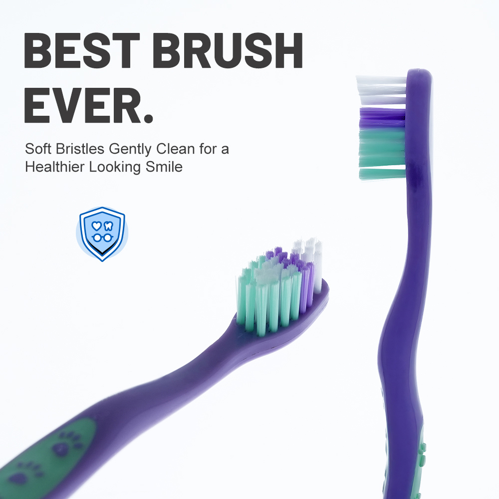 Anti-Slip Paw Print Handle Children Toothbrush Bulk Wholesale Custom Logo