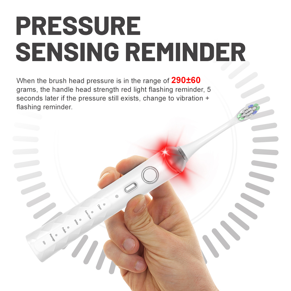 Customized Adult Rechargeable Ultrasonic Electric Toothbrush with Pressure Sensor