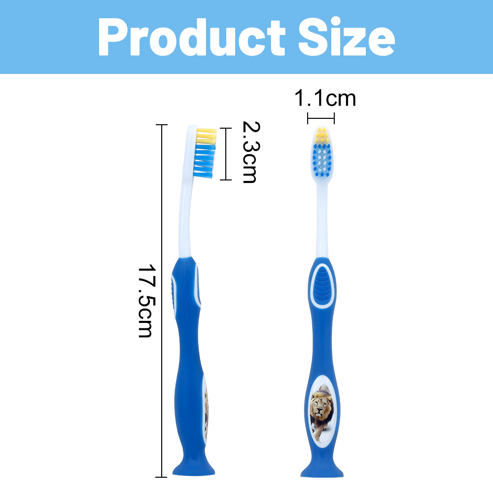 OEM Custom Logo Kids Oral Care Toothbrush with Tongue Scraper & Suction Cup Base