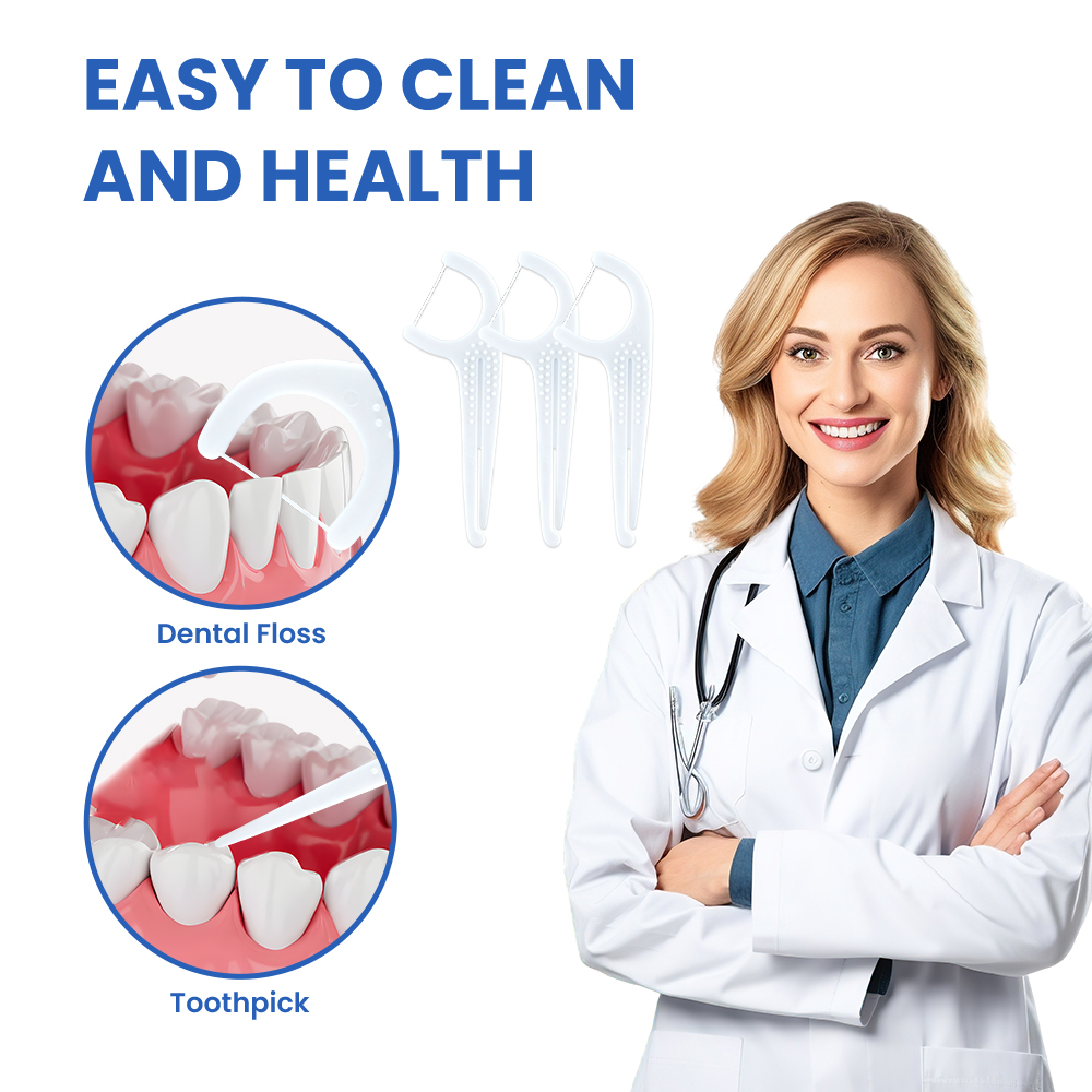 Customized 2-in-1 Dental Floss Picks with Interdental Brush Copy