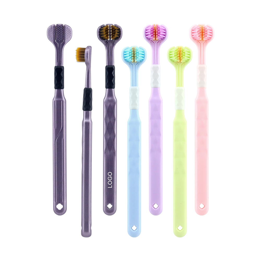 img of OEM Wholesale Three-Sided Adult Toothbrush with Tongue Scraper