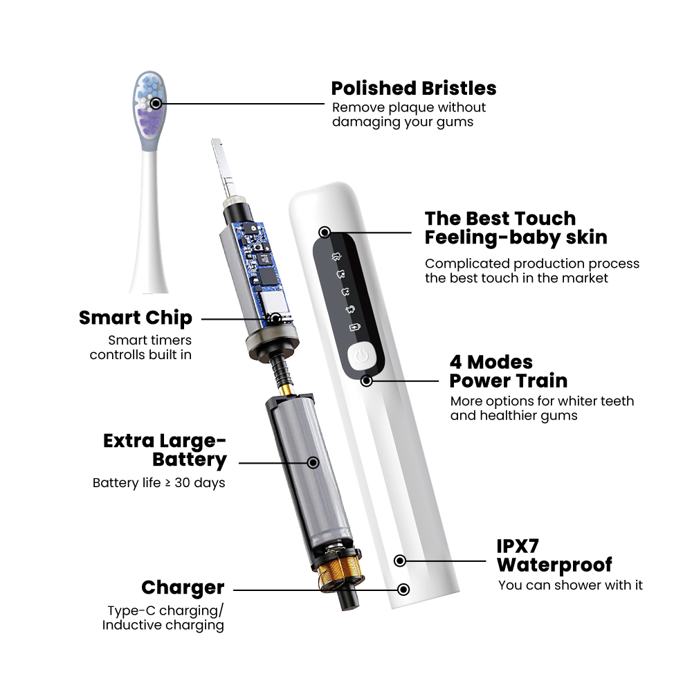 Dual Charging Sonic Toothbrush with LED Mode Display OEM Manufacturer