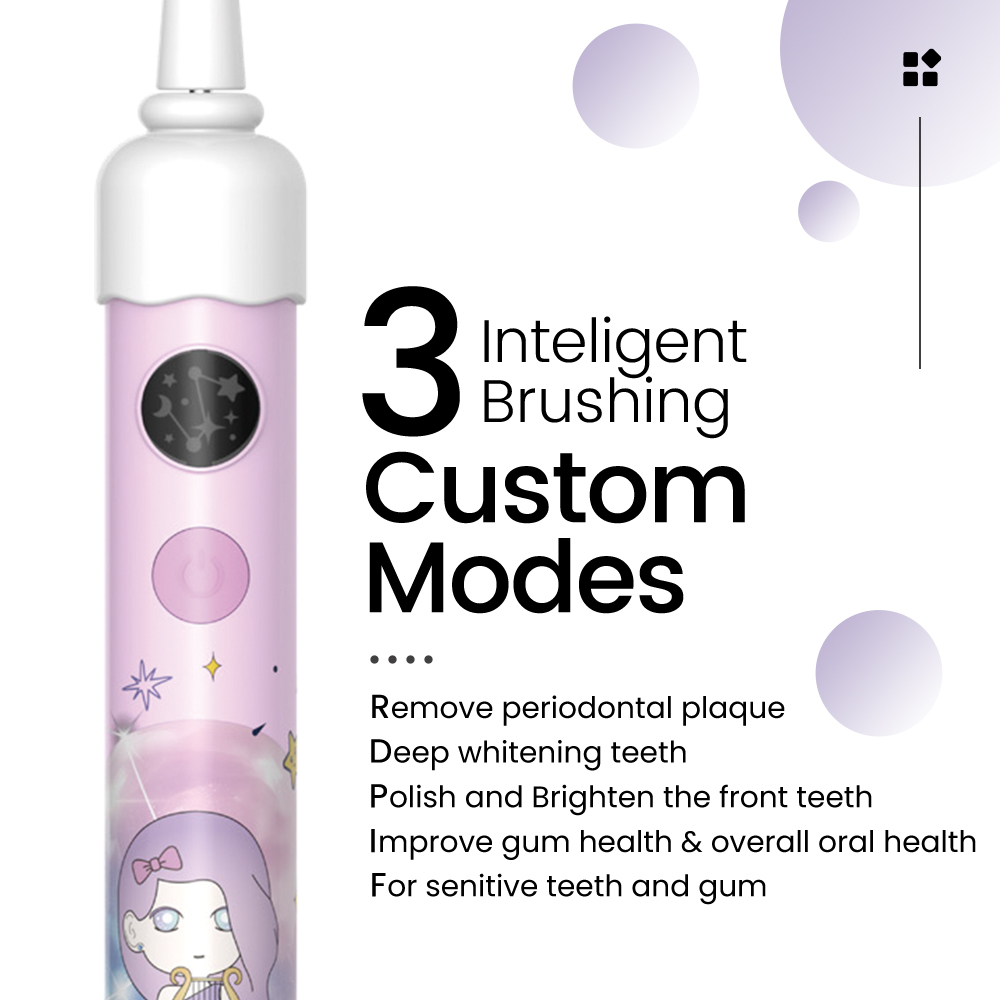 Kids Sonic Electric Toothbrush OEM Manufacturer for Ages 3-10 with Cartoon Design Copy